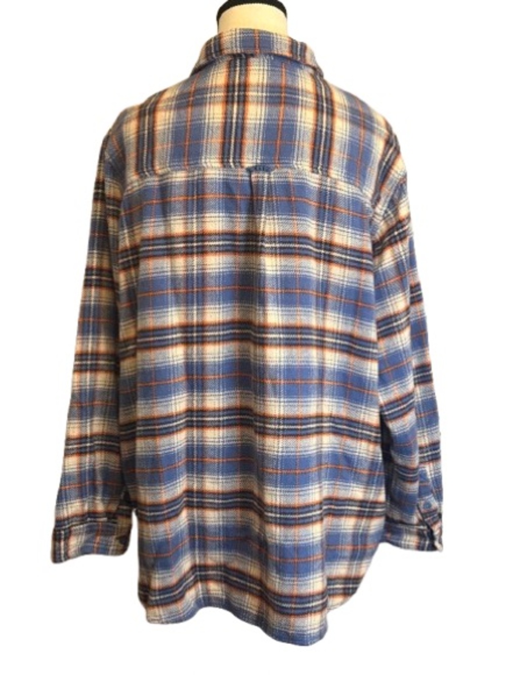 American Eagle Blue Orange Plaid Flannel Button Front Shirt Women’s L Cotton - Picture 7 of 7